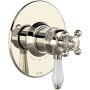 Rohl Acqui Two Independent Function Thermostatic Valve Trim Only with Single Cross / Lever Handle, Integrated Diverter, and Volume Control - Less Rough In Polished Nickel