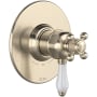 Rohl Acqui Two Independent Function Thermostatic Valve Trim Only with Single Cross / Lever Handle, Integrated Diverter, and Volume Control - Less Rough In Satin Nickel