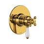 Rohl Acqui Two Independent Function Thermostatic Valve Trim Only with Single Cross / Lever Handle, Integrated Diverter, and Volume Control - Less Rough In Unlacquered Brass