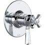 Rohl Two Independent and One Shared Function Thermostatic Valve Trim Only with Single Cross / Lever Handle, Integrated Diverter, and Volume Control - Less Rough In Polished Chrome