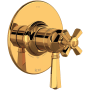 Rohl Two Independent and One Shared Function Thermostatic Valve Trim Only with Single Cross / Lever Handle, Integrated Diverter, and Volume Control - Less Rough In Italian Brass