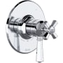 Rohl Three Independent Function Thermostatic Valve Trim Only with Single Cross / Lever Handle, Integrated Diverter, and Volume Control - Less Rough In Polished Chrome
