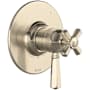 Rohl Three Independent Function Thermostatic Valve Trim Only with Single Cross / Lever Handle, Integrated Diverter, and Volume Control - Less Rough In Satin Nickel