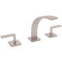 Rohl Wave 1.2 GPM Widespread Bathroom Faucet with Pop-Up Drain Assembly Satin Nickel