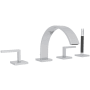 Rohl Wave Deck Mounted Roman Tub Filler with Built-In Diverter - Includes Hand Shower Polished Chrome