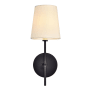 Roseto Theudosia 15" Wall Sconce with Linen Shade Black