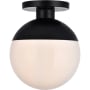 Roseto Atlante Single Light 12" Wide Semi-Flush Globe Ceiling Fixture with Frosted Glass Black