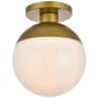 Roseto Atlante Single Light 12" Wide Semi-Flush Globe Ceiling Fixture with Frosted Glass Brass