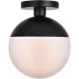 Roseto Atlante Single Light 10" Wide Semi-Flush Globe Ceiling Fixture with Frosted Glass Black