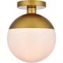 Roseto Atlante Single Light 10" Wide Semi-Flush Globe Ceiling Fixture with Frosted Glass Brass