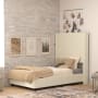 Roseto Ursulina Twin Wood Platform Bed Frame with Slatted Supports Beige