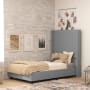 Roseto Ursulina Twin Wood Platform Bed Frame with Slatted Supports Gray