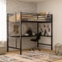 Roseto Tibold Twin Steel Bunk Bed Frame with Protective Guard Rails and Ladder Black
