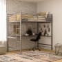 Roseto Tibold Twin Steel Bunk Bed Frame with Protective Guard Rails and Ladder Gray
