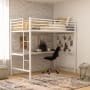 Roseto Tibold Twin Steel Bunk Bed Frame with Protective Guard Rails and Ladder White