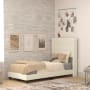 Roseto Miltiades Twin Wood Platform Bed Frame with Slatted Supports Beige