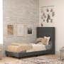 Roseto Miltiades Twin Wood Platform Bed Frame with Slatted Supports Charcoal