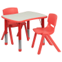 Roseto Three Piece Plastic Framed Classroom Set Red