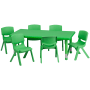 Roseto Seven Piece Plastic Framed Classroom Set Green