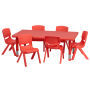 Roseto Seven Piece Plastic Framed Classroom Set Red