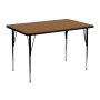 Roseto 48 Inch Wide Steel Framed Wood Top Adjustable Activity Table Brown