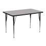 Roseto 48 Inch Wide Steel Framed Wood Top Adjustable Activity Table Gray