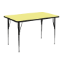 Roseto 48 Inch Wide Steel Framed Wood Top Adjustable Activity Table Yellow