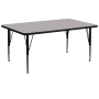 Roseto 72 Inch Wide Steel Framed Wood Top Adjustable Activity Table Gray