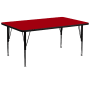 Roseto 72 Inch Wide Steel Framed Wood Top Adjustable Activity Table Red