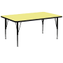 Roseto 72 Inch Wide Steel Framed Wood Top Adjustable Activity Table Yellow