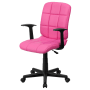 Roseto 23 Inch Wide Vinyl Swivel Task Chair with Arms Pink
