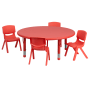 Roseto Five Piece Plastic Framed Classroom Set Red