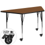 Roseto 26-1/4 Inch Wide Steel Framed Wood Top Adjustable Activity Table with Locking Casters Brown