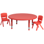 Roseto Three Piece Plastic Framed Classroom Set Red