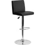 Roseto Contemporary 15.5" Wide Adjustable Height Bar Stool / Counter Stool with Panel Back and Chrome Base Black