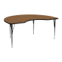 Roseto 48 Inch Wide Steel Framed Wood Top Adjustable Activity Table Brown