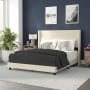 Roseto Miltiades Queen Wood Platform Bed Frame with Slatted Supports Beige