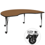 Roseto 48 Inch Wide Steel Framed Wood Top Adjustable Activity Table with Locking Casters Brown