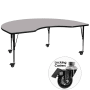 Roseto 48 Inch Wide Steel Framed Wood Top Adjustable Activity Table with Locking Casters Gray