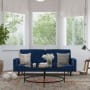 Roseto Ruperto 76" Wide Wood Framed Fabric Futon Navy