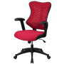 Roseto 25.75 Inch Wide Fabric Swivel Chair with Adjustable Arms Burgundy