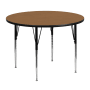 Roseto 48 Inch Round Steel Framed Wood Top Adjustable Activity Table Brown