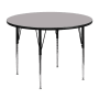 Roseto 48 Inch Round Steel Framed Wood Top Adjustable Activity Table Gray
