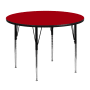 Roseto 48 Inch Round Steel Framed Wood Top Adjustable Activity Table Red