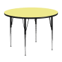 Roseto 48 Inch Round Steel Framed Wood Top Adjustable Activity Table Yellow