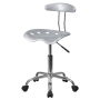 Roseto 17" Wide Metal Swivel Office Chair with Tractor Seat Silver