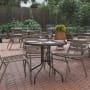 Roseto Cathrine 32" Diameter Tempered Glass Top Steel Dining Table Bronze