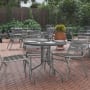 Roseto Cathrine 32" Diameter Tempered Glass Top Steel Dining Table Silver