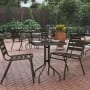 Roseto Sharona 24" Square Tempered Glass Top Steel Dining Table Bronze