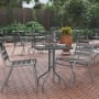 Roseto Sharona 24" Square Tempered Glass Top Steel Dining Table Silver